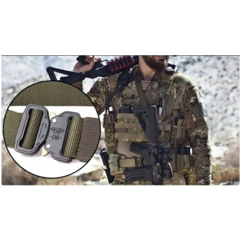PASEK WOJSKOWY MOCNY MILITARNY KLARMA METAL PAS Z METALOWĄ KLAMRĄ 125 CM