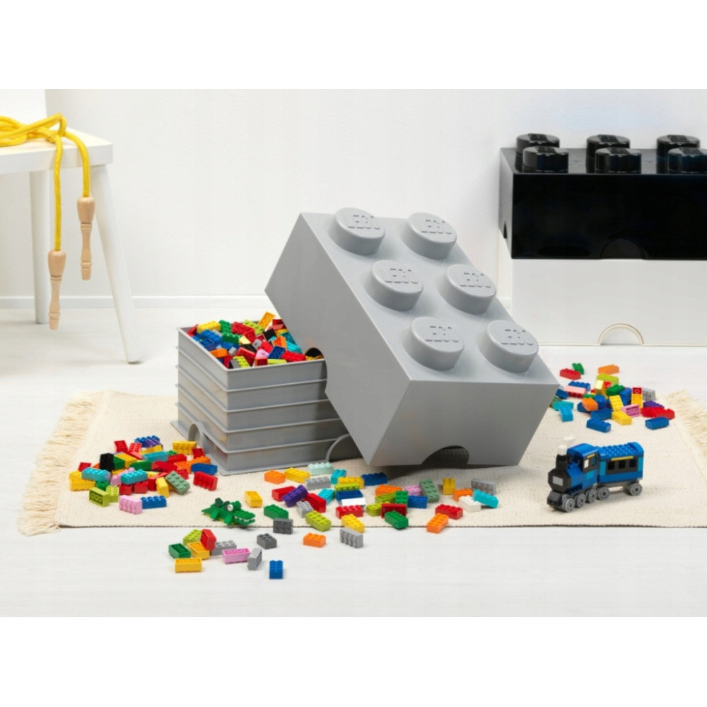 Pojemnik klocek LEGO Brick 6 Szary Na Klocki Zabawki Grey Prezent
