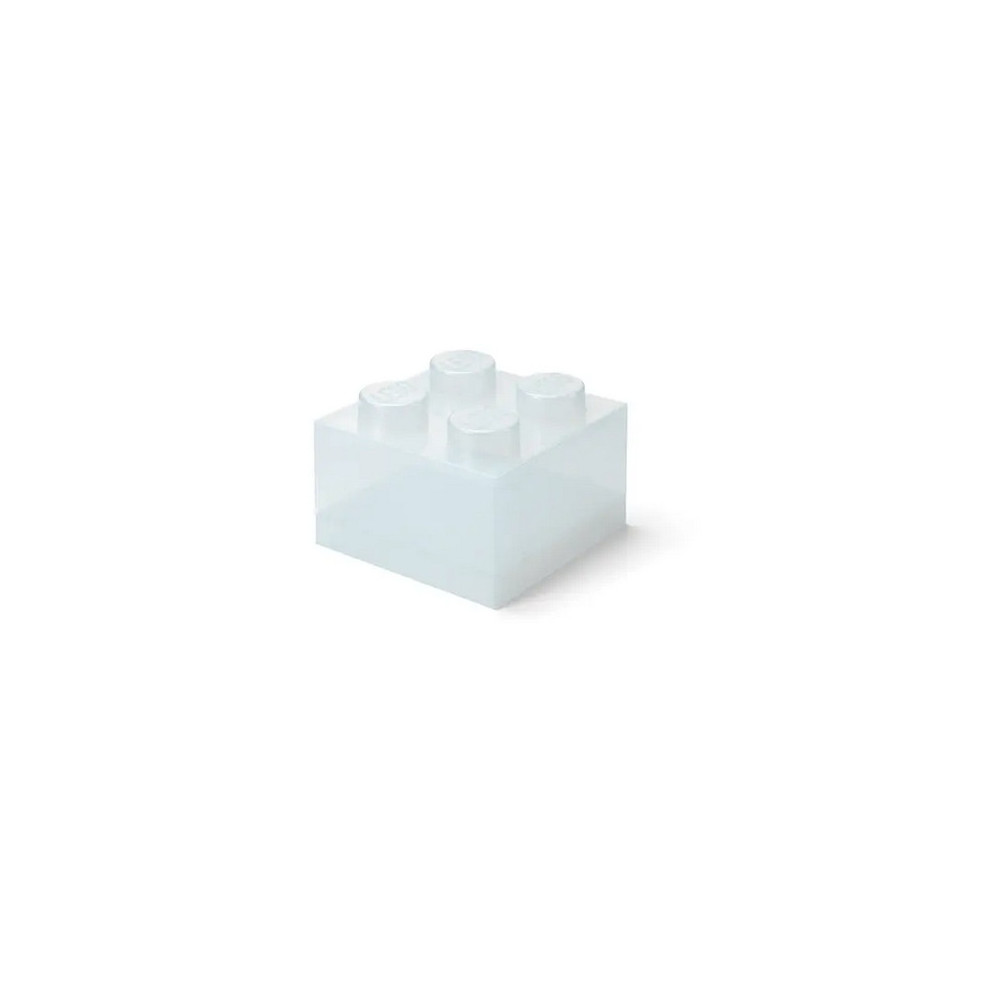 LEGO POJEMNIK PUDEŁKO KLOCEK 4 PRZEZROCZYSTY BROKAT SZARY 25 cm 40090803