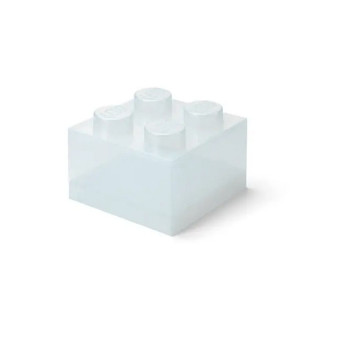 LEGO POJEMNIK PUDEŁKO KLOCEK 4 PRZEZROCZYSTY BROKAT SZARY 25 cm 40090803