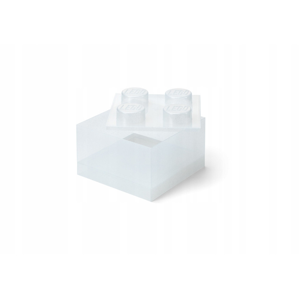 LEGO POJEMNIK PUDEŁKO KLOCEK 4 PRZEZROCZYSTY BROKAT SZARY 25 cm 40090803