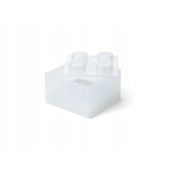 LEGO POJEMNIK PUDEŁKO KLOCEK 4 PRZEZROCZYSTY BROKAT SZARY 25 cm 40090803