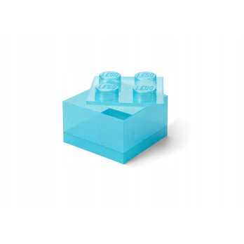 LEGO POJEMNIK KLOCEK 4 PRZEZROCZYSTY BROKAT JASNONIEBIESKI 25 cm 40090802