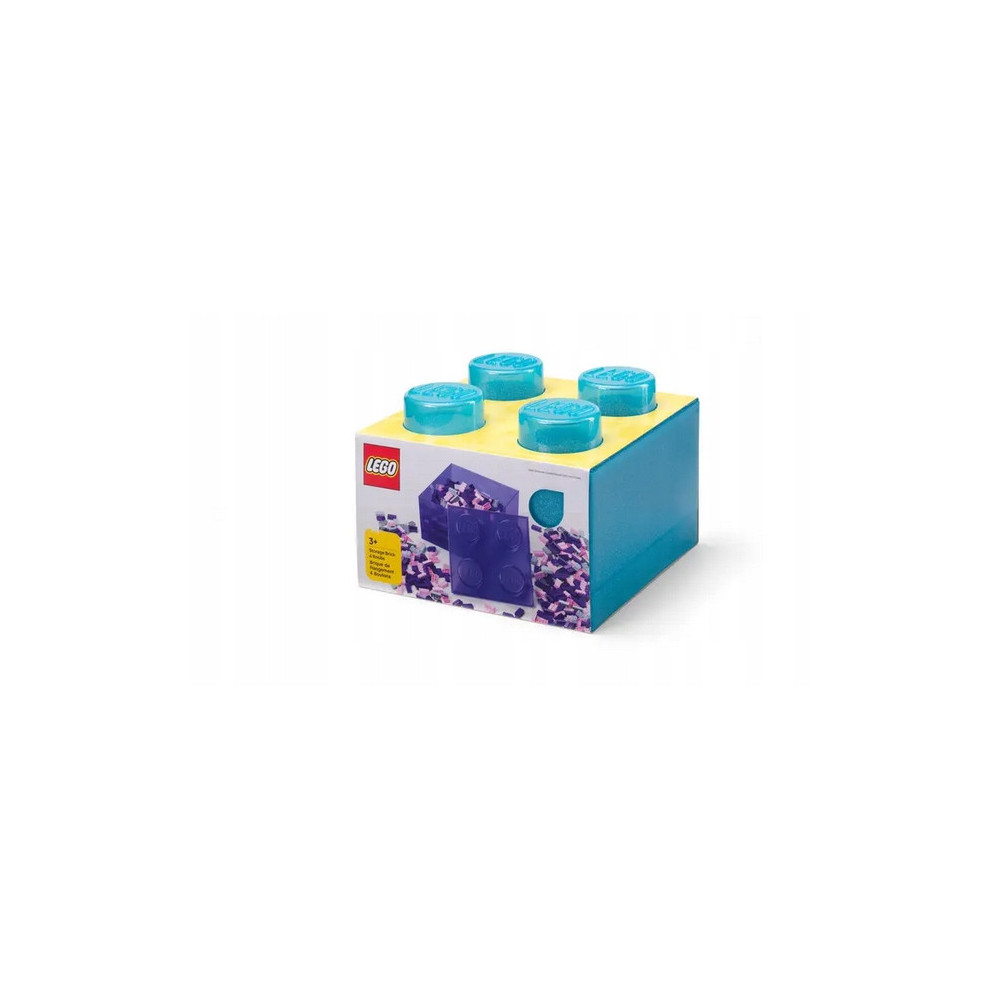 LEGO POJEMNIK KLOCEK 4 PRZEZROCZYSTY BROKAT JASNONIEBIESKI 25 cm 40090802