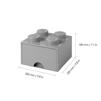 Pojemnik LEGO Na Klocki Brick 4 z szufladą szary Grey 40051740