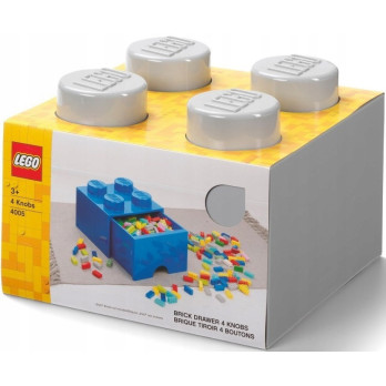 Pojemnik LEGO Na Klocki Brick 4 z szufladą szary Grey 40051740