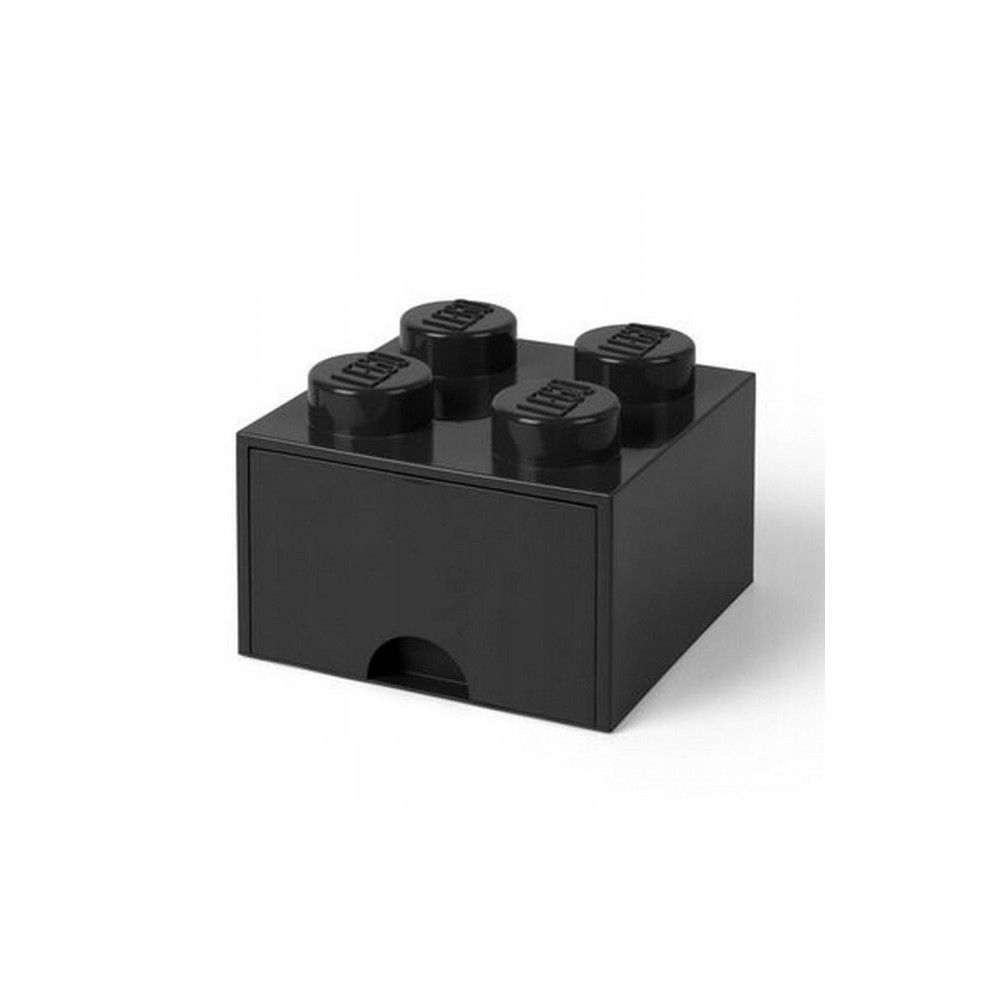 LEGO POJEMNIK Z SZUFLADĄ KLOCEK BRICK 4 PUDEŁKO CZARNY BLACK NA KLOCKI