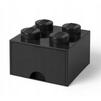 LEGO POJEMNIK Z SZUFLADĄ KLOCEK BRICK 4 PUDEŁKO CZARNY BLACK NA KLOCKI