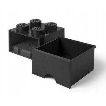 LEGO POJEMNIK Z SZUFLADĄ KLOCEK BRICK 4 PUDEŁKO CZARNY BLACK NA KLOCKI