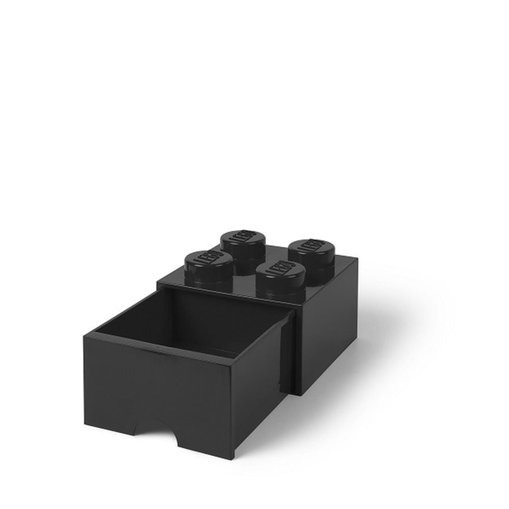 LEGO POJEMNIK Z SZUFLADĄ KLOCEK BRICK 4 PUDEŁKO CZARNY BLACK NA KLOCKI