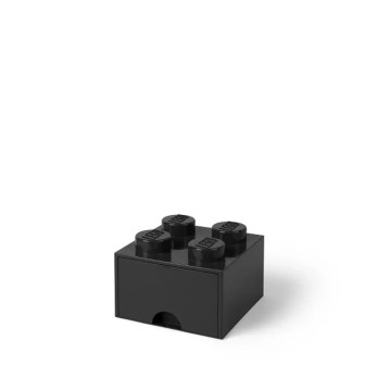 LEGO POJEMNIK Z SZUFLADĄ KLOCEK BRICK 4 PUDEŁKO CZARNY BLACK NA KLOCKI