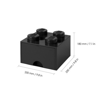 LEGO POJEMNIK Z SZUFLADĄ KLOCEK BRICK 4 PUDEŁKO CZARNY BLACK NA KLOCKI