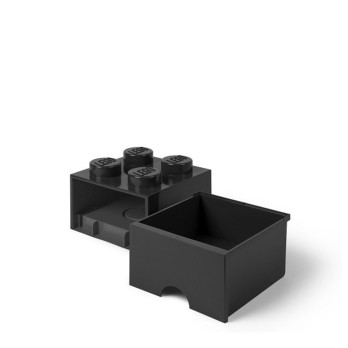 LEGO POJEMNIK Z SZUFLADĄ KLOCEK BRICK 4 PUDEŁKO CZARNY BLACK NA KLOCKI