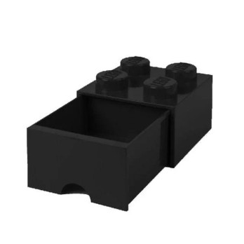 LEGO POJEMNIK Z SZUFLADĄ KLOCEK BRICK 4 PUDEŁKO CZARNY BLACK NA KLOCKI