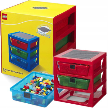 Regał z szufladami LEGO 3-Drawer Storage Rack czerwony Prezent 40950001
