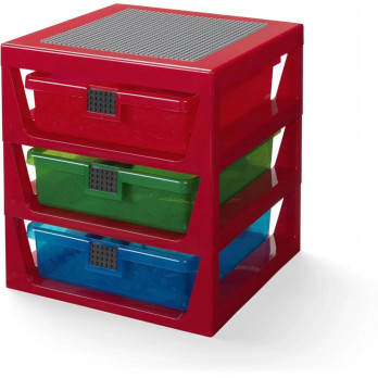 Regał z szufladami LEGO 3-Drawer Storage Rack czerwony Prezent 40950001
