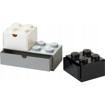 Zestaw szuflad na biurko LEGO 3 MONOCHROME Szaro-Czarno-Biały 43250801