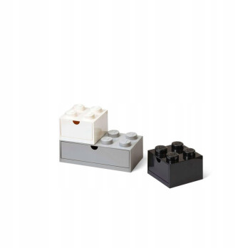 Zestaw szuflad na biurko LEGO 3 MONOCHROME Szaro-Czarno-Biały 43250801