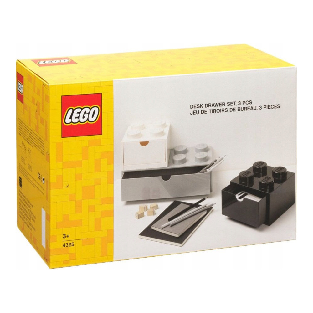 Zestaw szuflad na biurko LEGO 3 MONOCHROME Szaro-Czarno-Biały 43250801