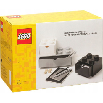 Zestaw szuflad na biurko LEGO 3 MONOCHROME Szaro-Czarno-Biały 43250801