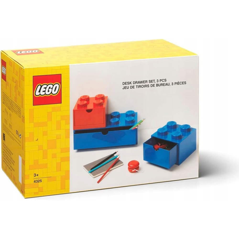 Zestaw szuflad na biurko LEGO 3 MONOCHROME Niebiesko-Czerwony 43250800