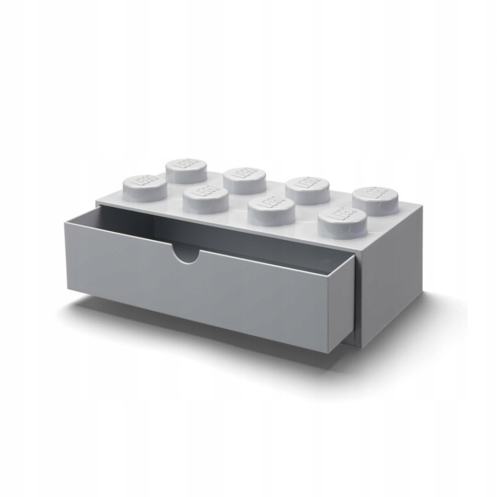 Pojemnik klocek z szufladą Lego Brick 8 Desk Drawer szary Grey Prezent