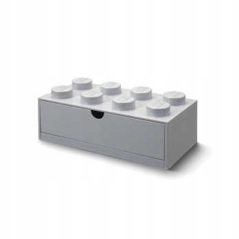 Pojemnik klocek z szufladą Lego Brick 8 Desk Drawer szary Grey Prezent