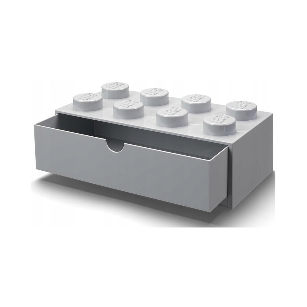 Pojemnik klocek z szufladą Lego Brick 8 Desk Drawer szary Grey Prezent