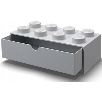 Pojemnik klocek z szufladą Lego Brick 8 Desk Drawer szary Grey Prezent