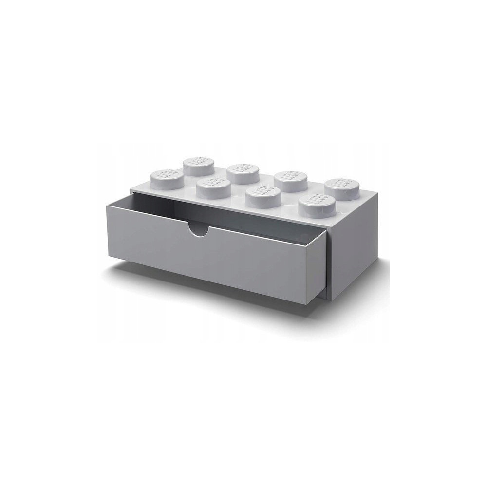 Pojemnik klocek z szufladą Lego Brick 8 Desk Drawer szary Grey Prezent