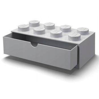 Pojemnik klocek z szufladą Lego Brick 8 Desk Drawer szary Grey Prezent