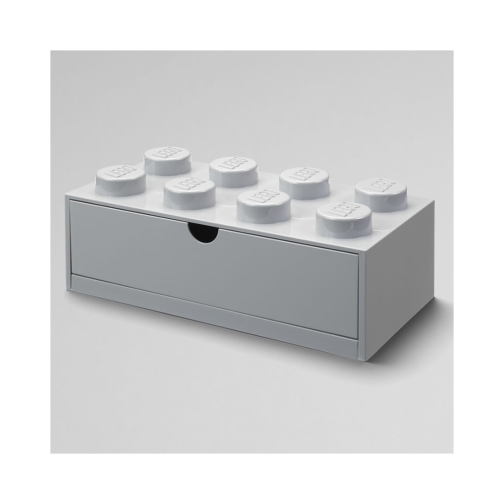 Pojemnik klocek z szufladą Lego Brick 8 Desk Drawer szary Grey Prezent
