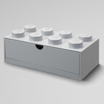 Pojemnik klocek z szufladą Lego Brick 8 Desk Drawer szary Grey Prezent