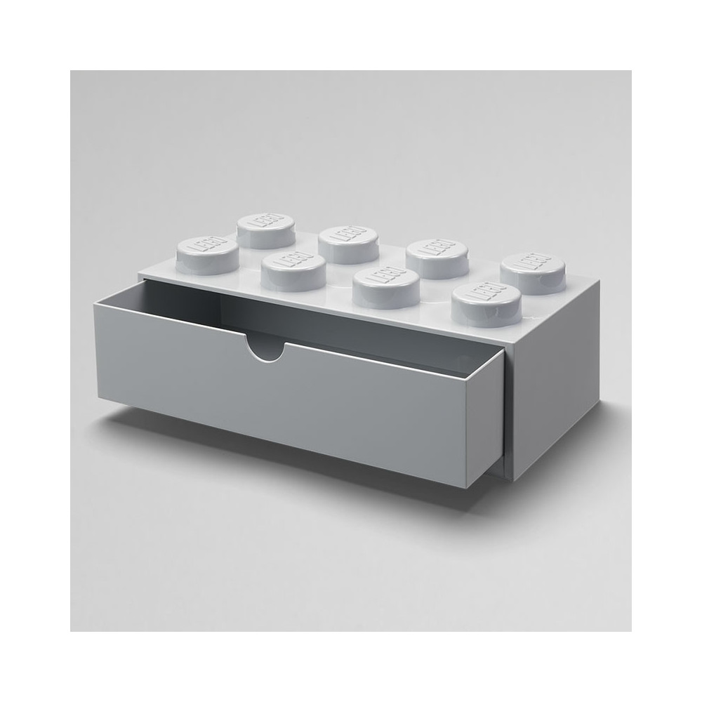 Pojemnik klocek z szufladą Lego Brick 8 Desk Drawer szary Grey Prezent