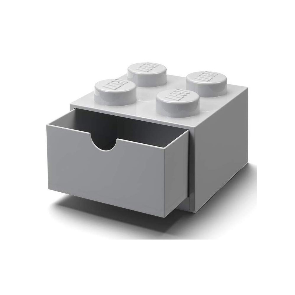LEGO POJEMNIK KLOCEK Z SZUFLADĄ CZWÓRKA JASNOSZARY NA KLOCKI ZABAWKI