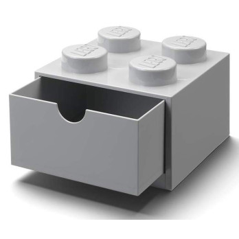LEGO POJEMNIK KLOCEK Z SZUFLADĄ CZWÓRKA JASNOSZARY NA KLOCKI ZABAWKI