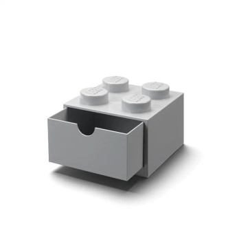 LEGO POJEMNIK KLOCEK Z SZUFLADĄ CZWÓRKA JASNOSZARY NA KLOCKI ZABAWKI