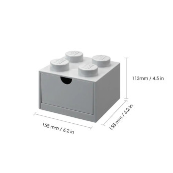 LEGO POJEMNIK KLOCEK Z SZUFLADĄ CZWÓRKA JASNOSZARY NA KLOCKI ZABAWKI