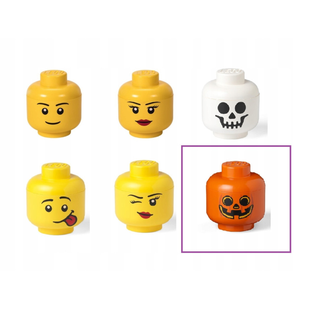 Duża Głowa Dynia – Pojemnik na Klocki, Halloween, Oryginalny Organizer LEGO