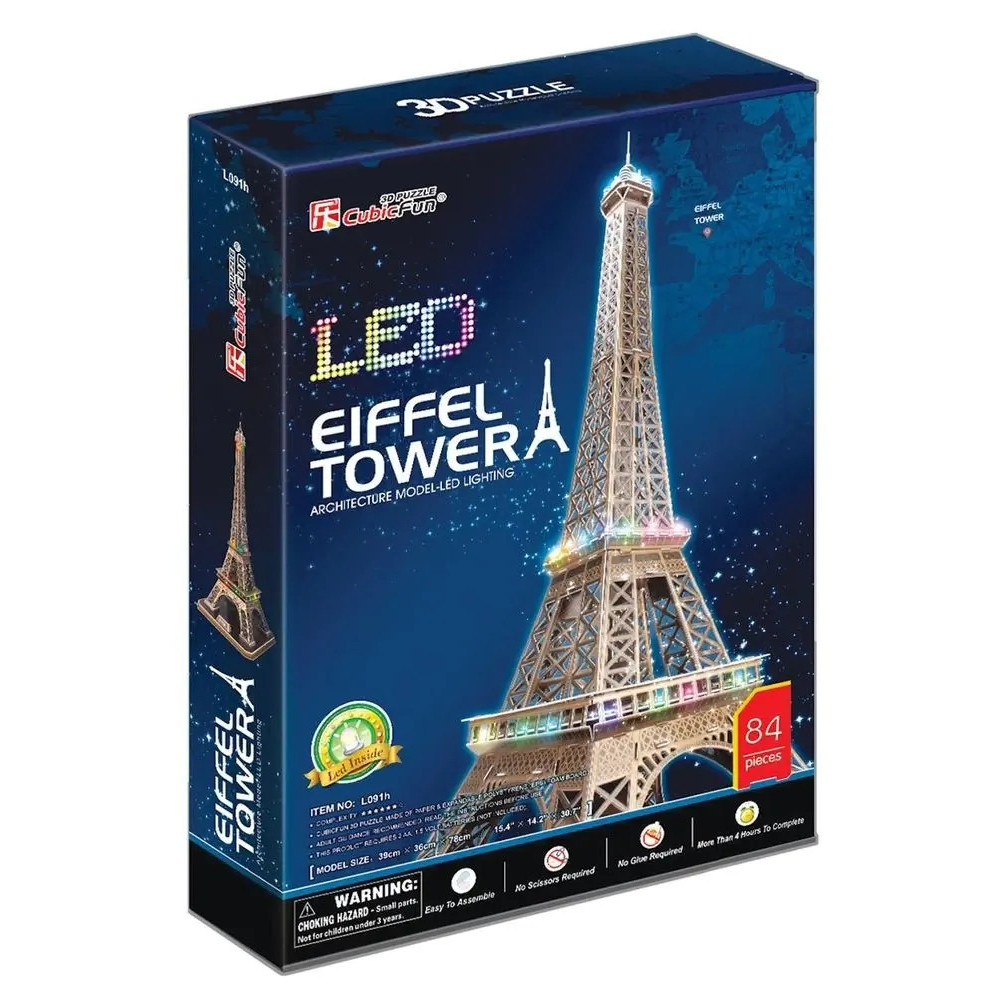 Puzzle 3D Wieża Eiffla Cubicfun 82 Elementy Zestaw Prezent