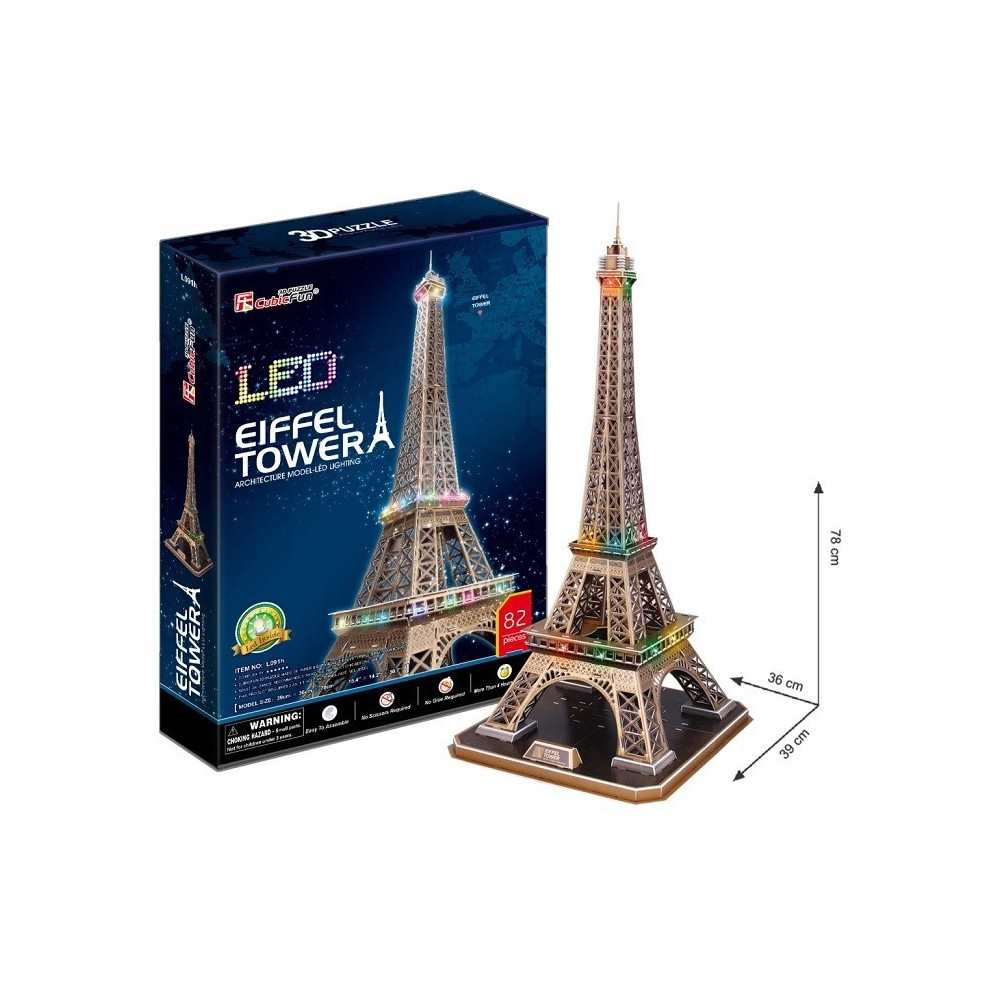 Puzzle 3D Wieża Eiffla Cubicfun 82 Elementy Zestaw Prezent