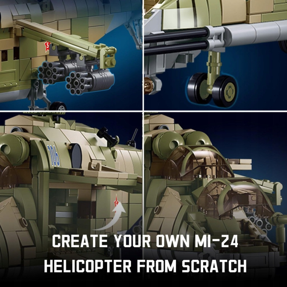 KLOCKI KONSTRUKCYJNE HELIKOPTER SZTURMOWY MI-24S 893 ELEMENTÓW 1:35 MODEL