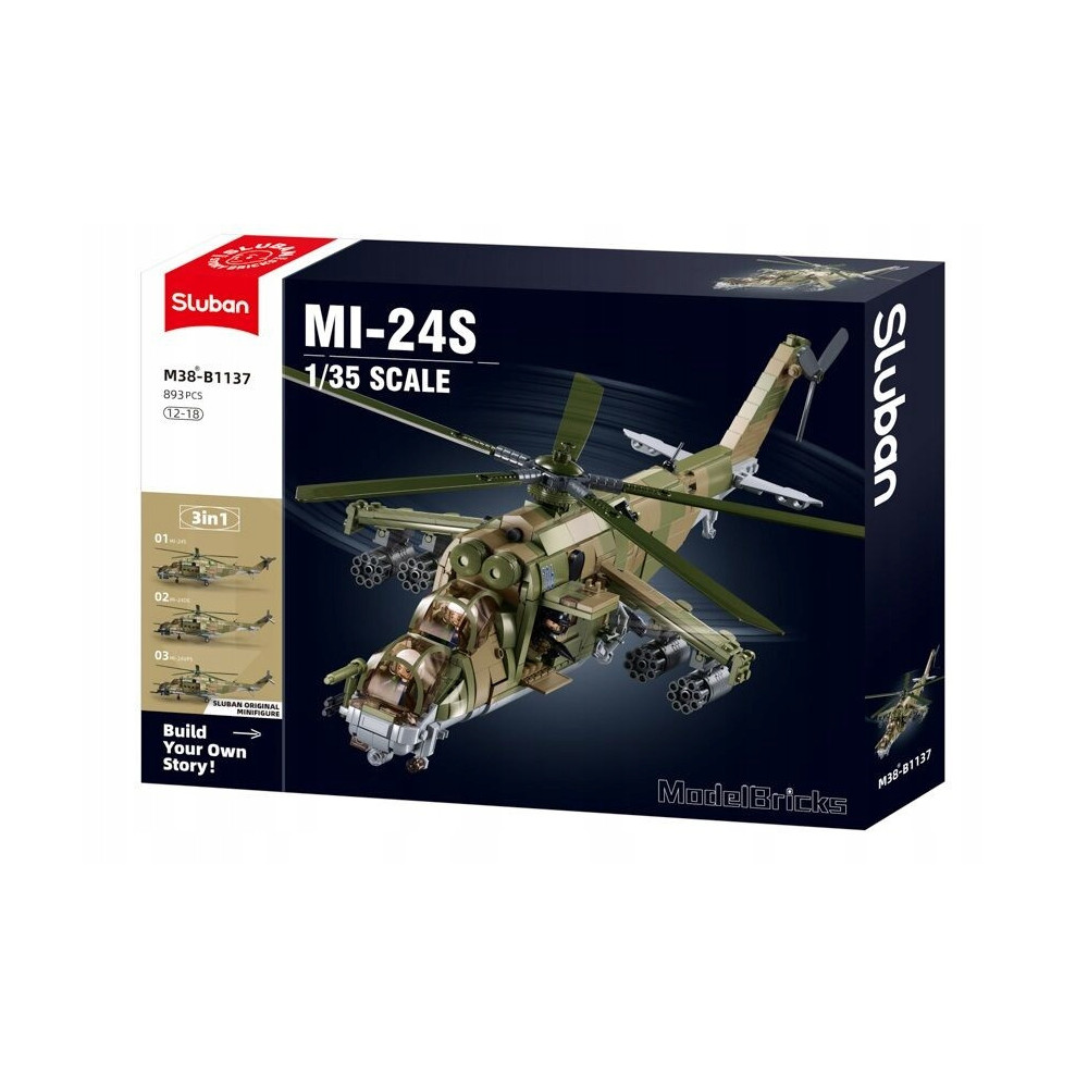 KLOCKI KONSTRUKCYJNE HELIKOPTER SZTURMOWY MI-24S 893 ELEMENTÓW 1:35 MODEL