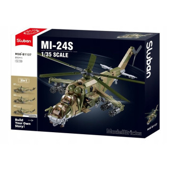 KLOCKI KONSTRUKCYJNE HELIKOPTER SZTURMOWY MI-24S 893 ELEMENTÓW 1:35 MODEL