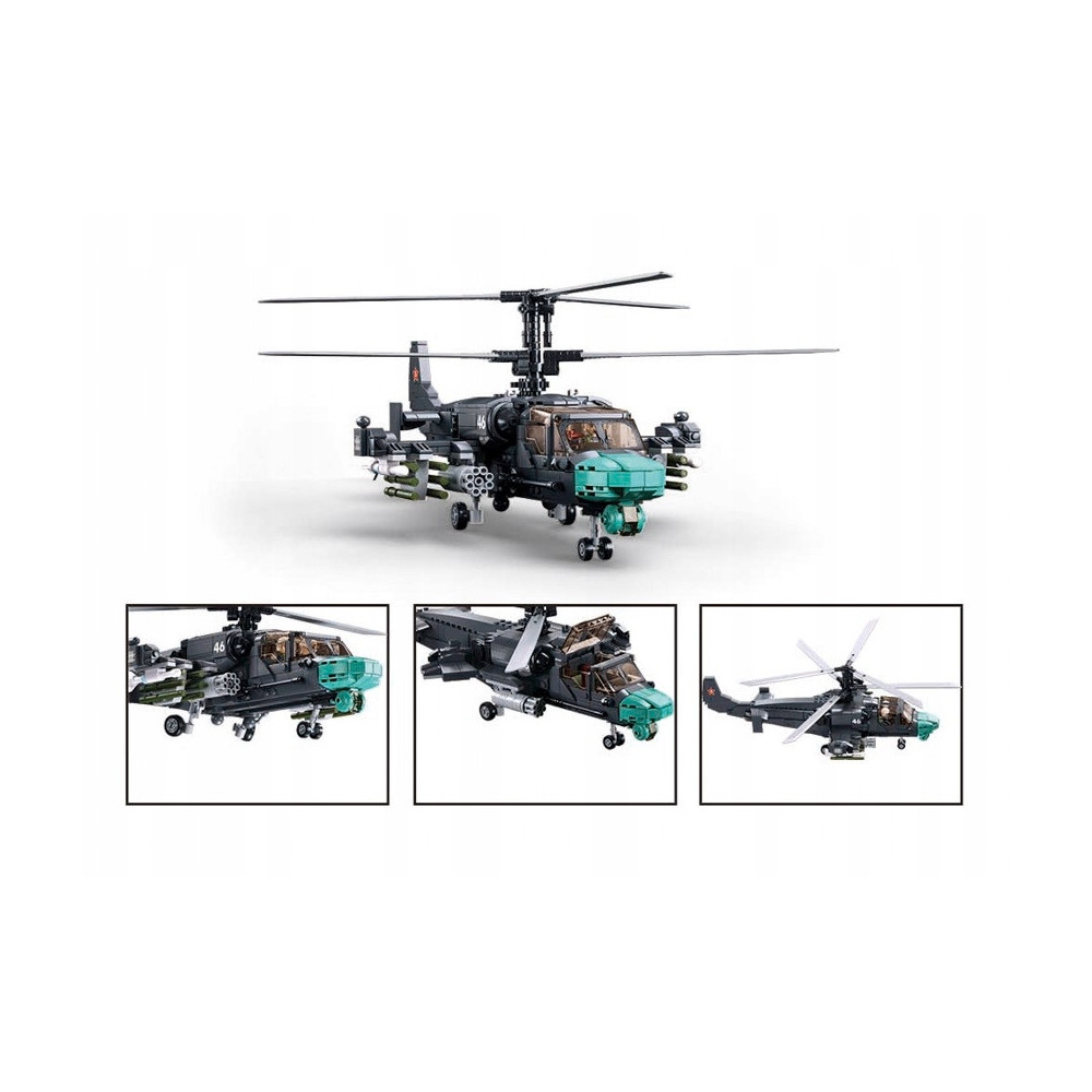 KLOCKI KONSTRUKCYJNE HELIKOPTER WOJSKOWY KA-52 913 ELEMENTÓW 1:35 MODEL