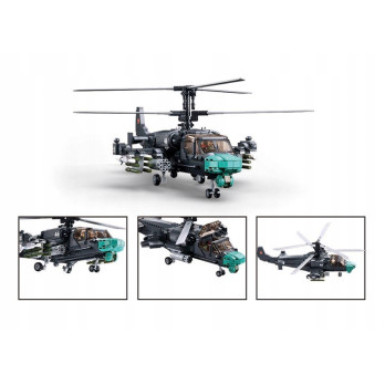 KLOCKI KONSTRUKCYJNE HELIKOPTER WOJSKOWY KA-52 913 ELEMENTÓW 1:35 MODEL