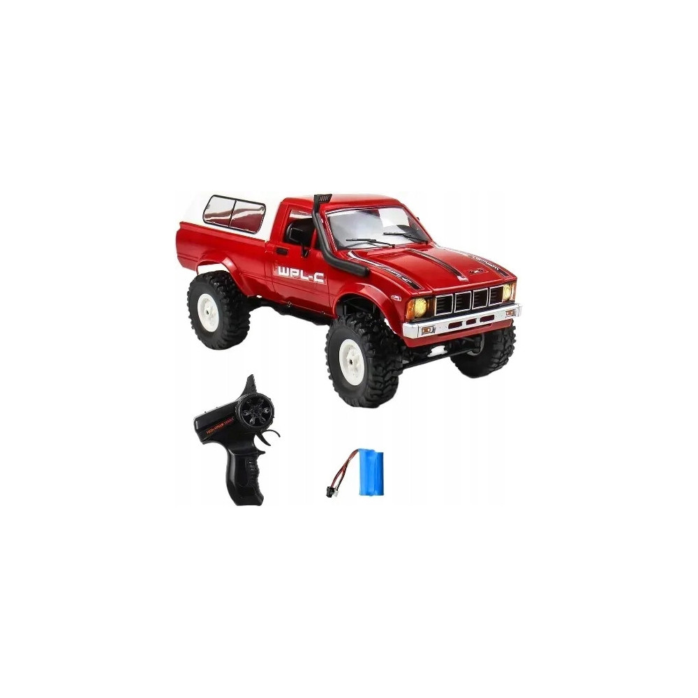 AUTO ZDALNIE STEROWANE RC CRAWLER WPL C24 RED CZERWONE OFF-ROAD LED