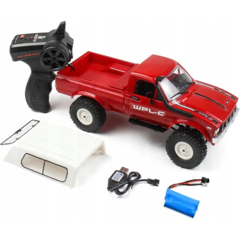 AUTO ZDALNIE STEROWANE RC CRAWLER WPL C24 RED CZERWONE OFF-ROAD LED