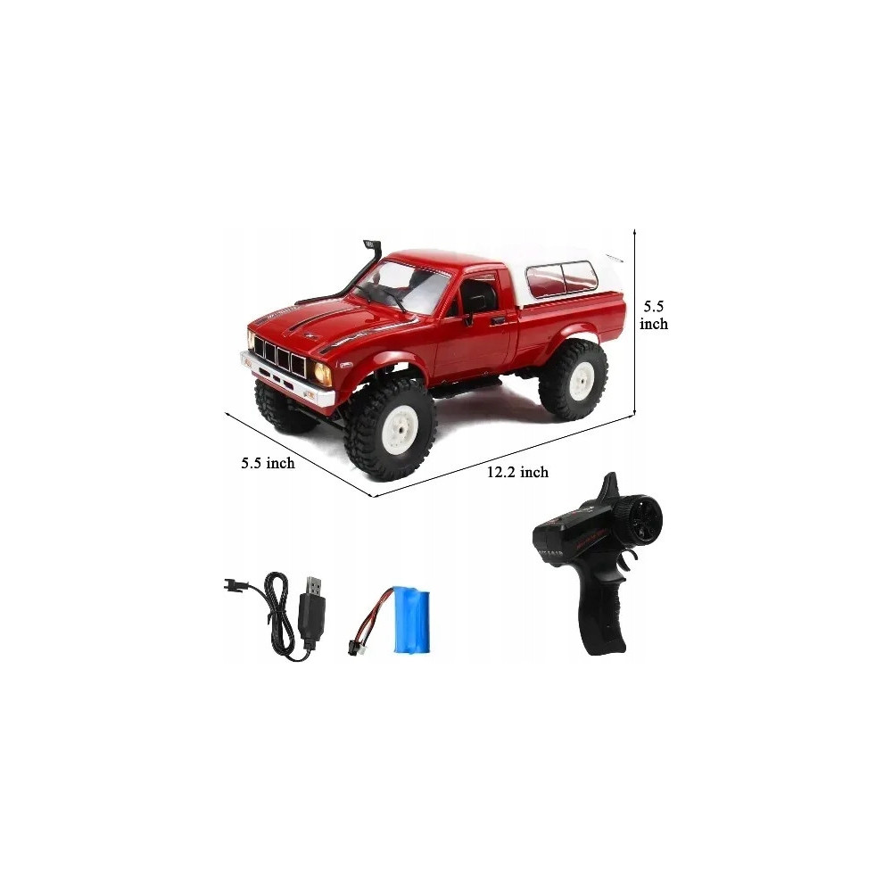 AUTO ZDALNIE STEROWANE RC CRAWLER WPL C24 RED CZERWONE OFF-ROAD LED