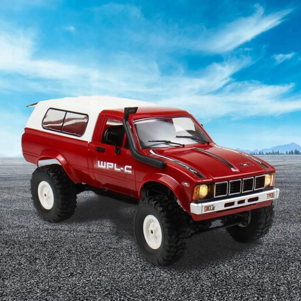 AUTO ZDALNIE STEROWANE RC CRAWLER WPL C24 RED CZERWONE OFF-ROAD LED